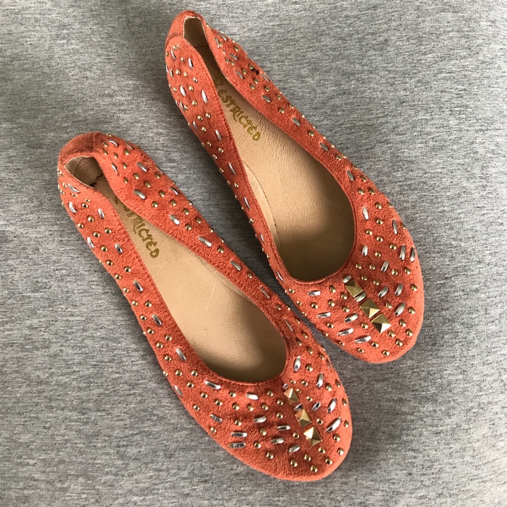 Orange embellished flats